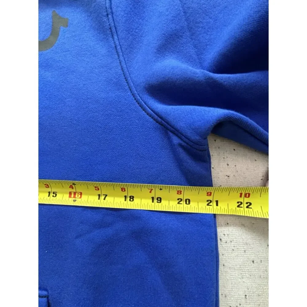 NWT True Religion Contrast Logo Full Zip Hoodie Pacific Royal Blue Men M $124